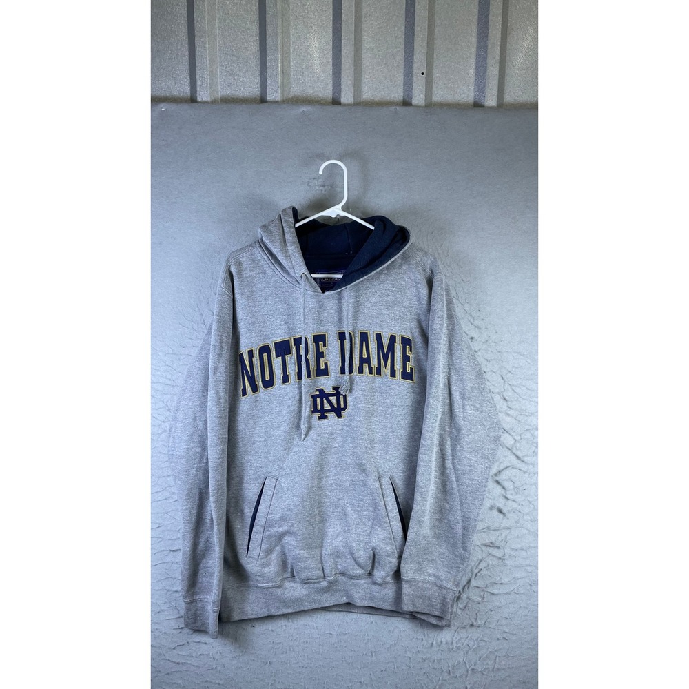 Champs Sports Notre Dame Hoodie Mens XS Gray Excellent Embroidered Logo Pullover
